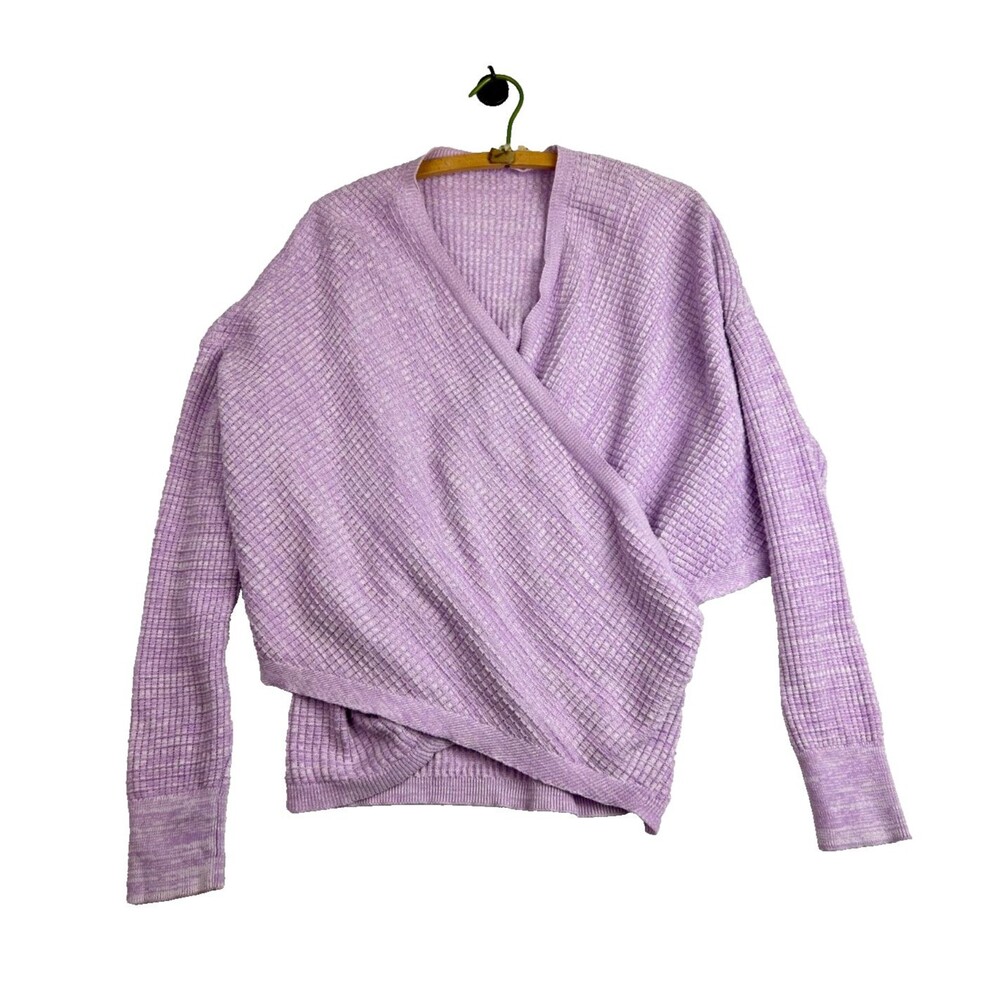 Lavender Purple Wrap Sweater Top Women’s 2XL Waffle Knit Long Sleeve